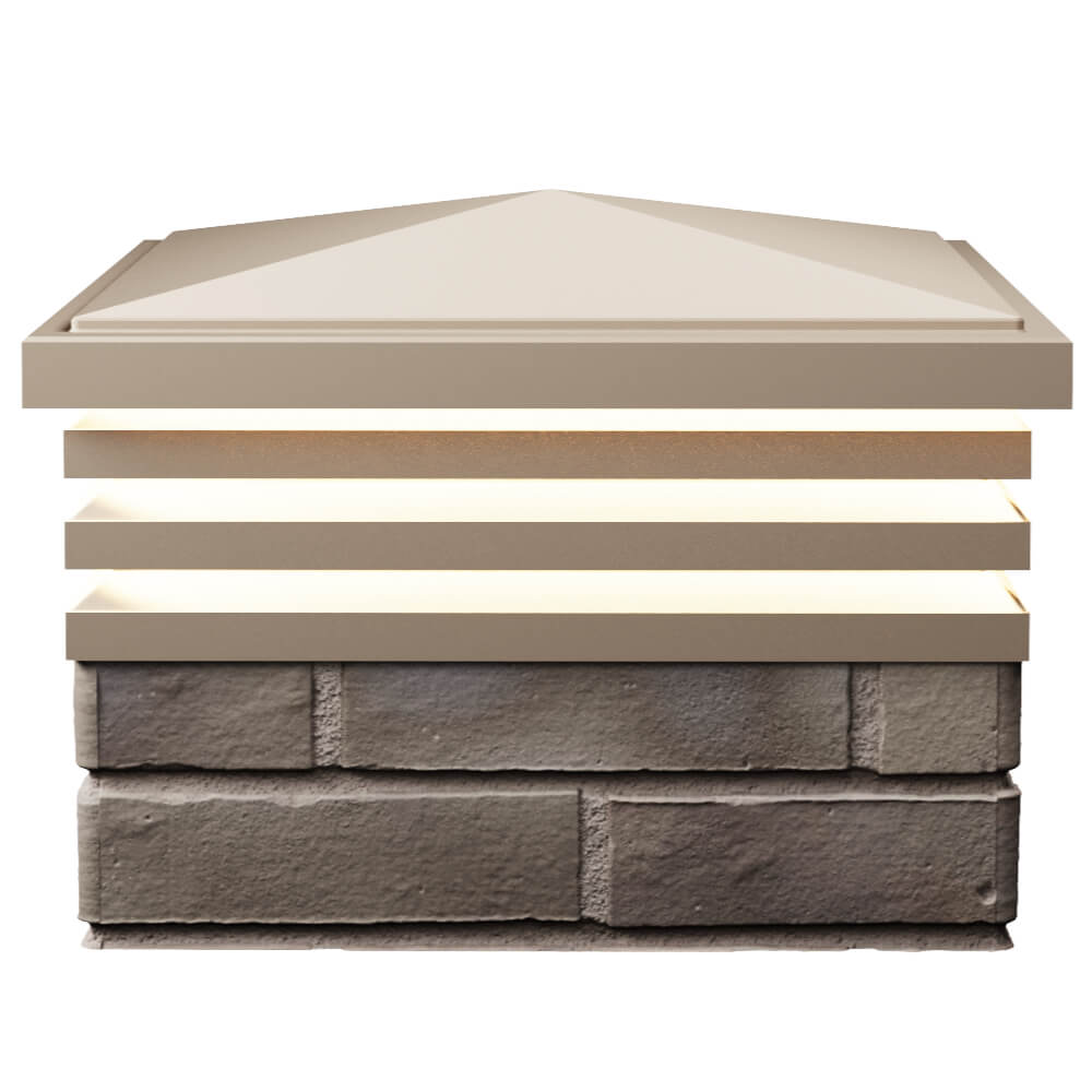 Колпак Zking Бона ХайТек Бежевый на столб 1.5х1.5 кирпича (385х385мм) с подсветкой в Реутове фото