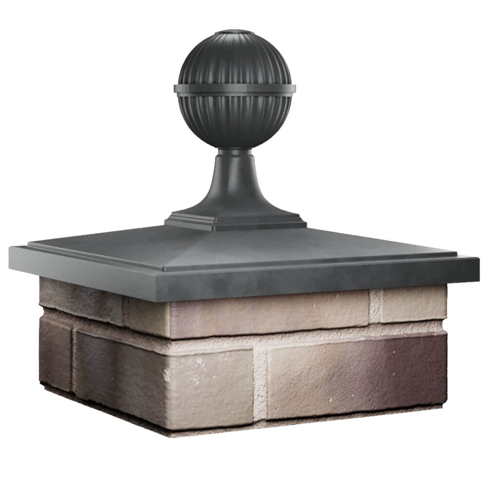 Колпак Zking БонаМоно Серый с шаром на столб 1.5х1.5 кирпича (385х385, 400х400мм) в сборе в Реутове фото