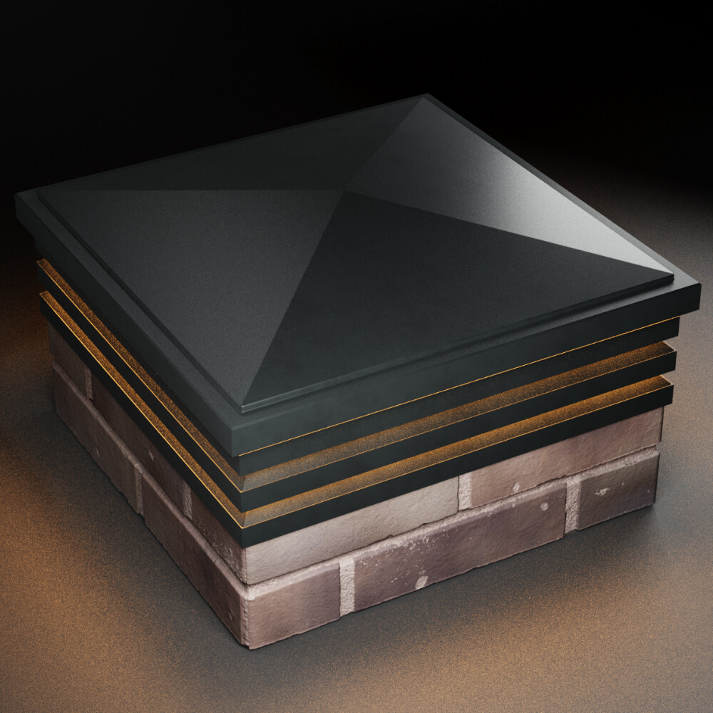 Колпак Zking Бона ХайТек Черный на столб 2х2 кирпича (513х513мм) с подсветкой в Реутове фото