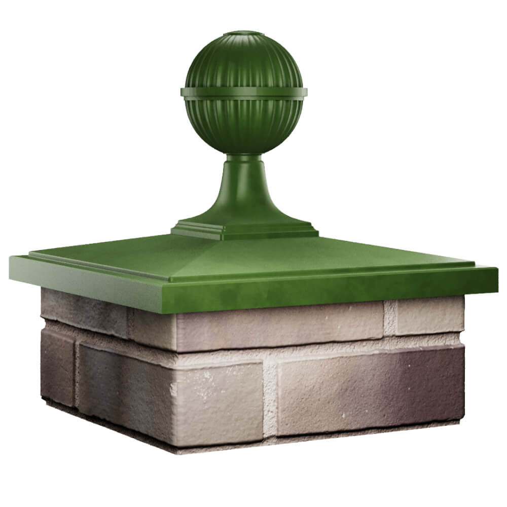 Колпак Zking БонаМоно Зеленый с шаром на столб 1.5х1.5 кирпича (385х385, 400х400мм) в сборе в Реутове фото