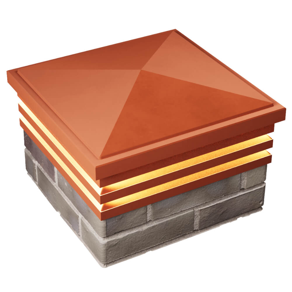 Колпак Zking Бона ХайТек Красный на столб 1.5х1.5 кирпича (385х385мм) с подсветкой в Реутове фото