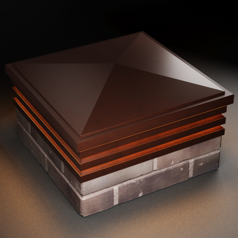 Колпак Zking Бона ХайТек Коричневый на столб 2х2 кирпича (513х513мм) с подсветкой в Реутове фото