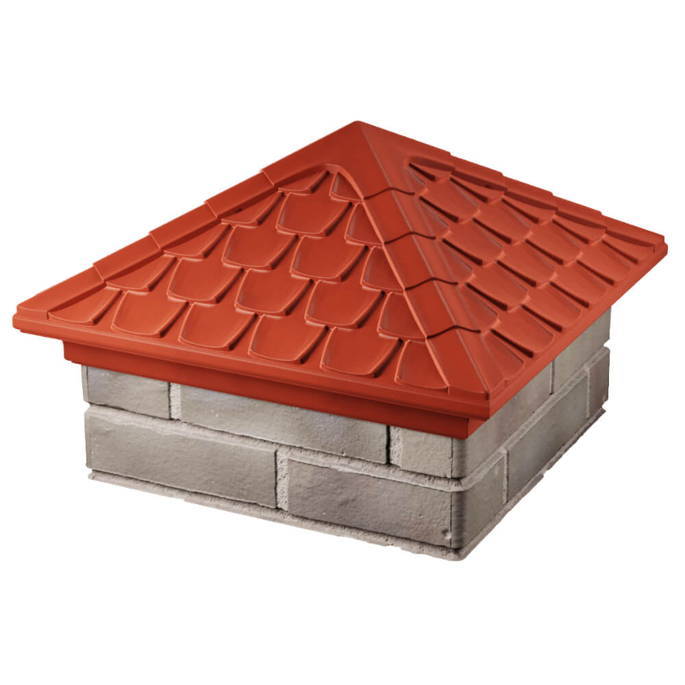 Колпак Zking Эльбрус Красный на столб 1.5х1.5 кирпича (385х385мм) в Реутове фото