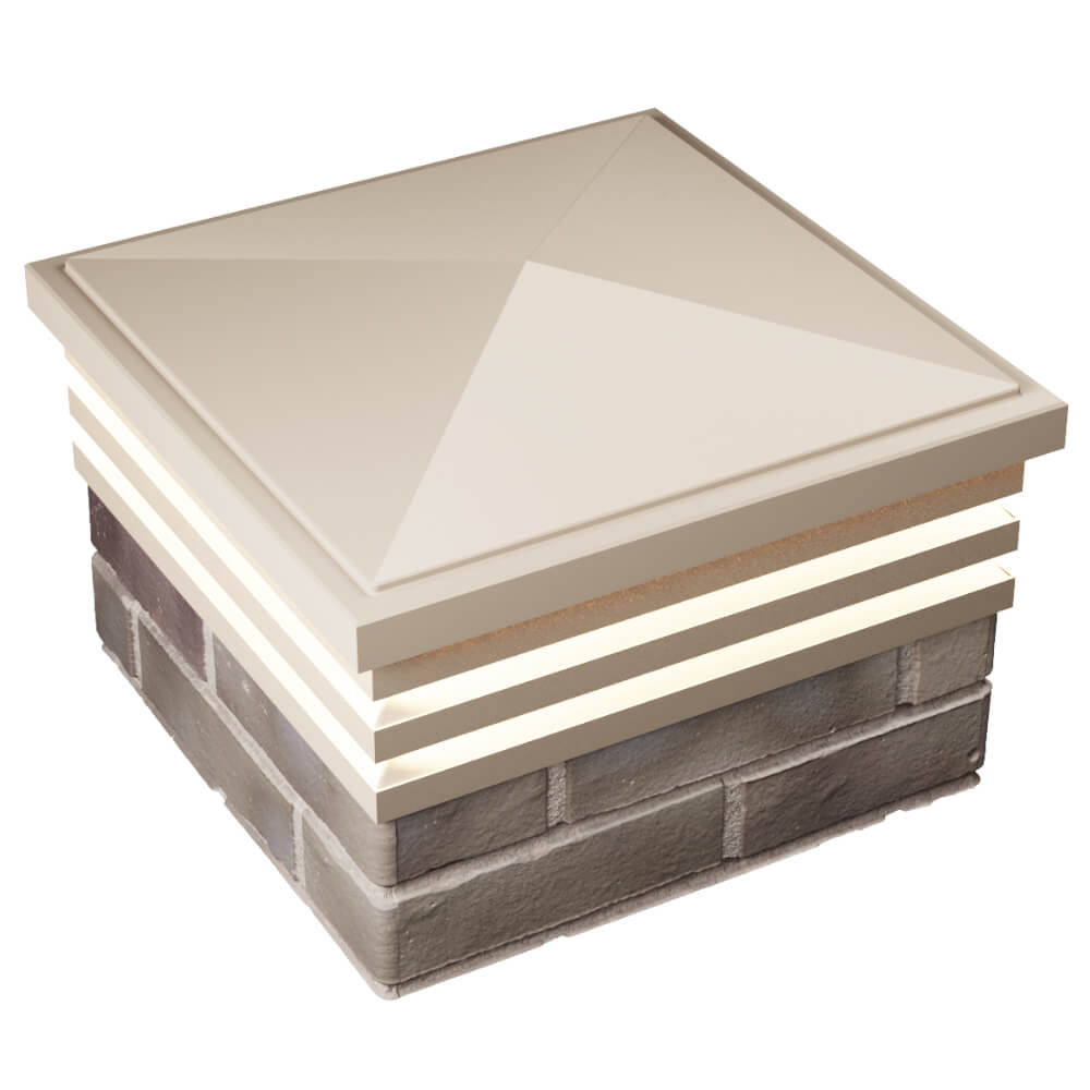 Колпак Zking Бона ХайТек Бежевый на столб 1.5х1.5 кирпича (385х385мм) с подсветкой в Реутове фото