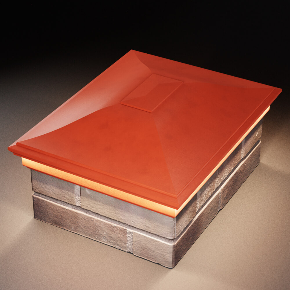 Колпак Zking Монблан Красный на столб 2х1.5 кирпича (515х385мм) c подсветкой в Реутове фото