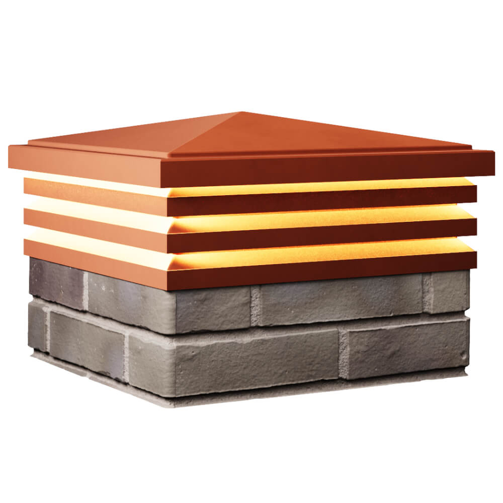 Колпак Zking Бона ХайТек Красный на столб 1.5х1.5 кирпича (385х385мм) с подсветкой в Реутове фото