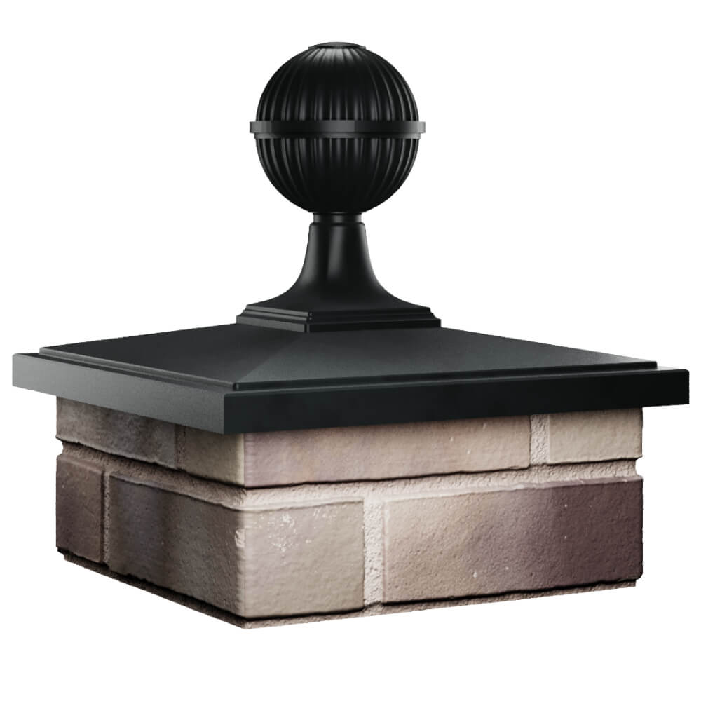 Колпак Zking БонаМоно Черный с шаром на столб 1.5х1.5 кирпича (385х385, 400х400мм) в сборе в Реутове фото