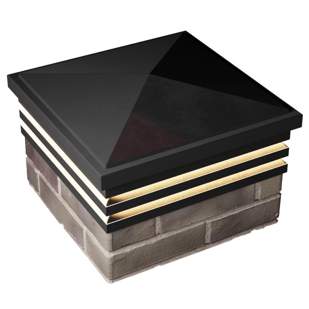 Колпак Zking Бона ХайТек Черный на столб 1.5х1.5 кирпича (385х385мм) с подсветкой в Реутове фото