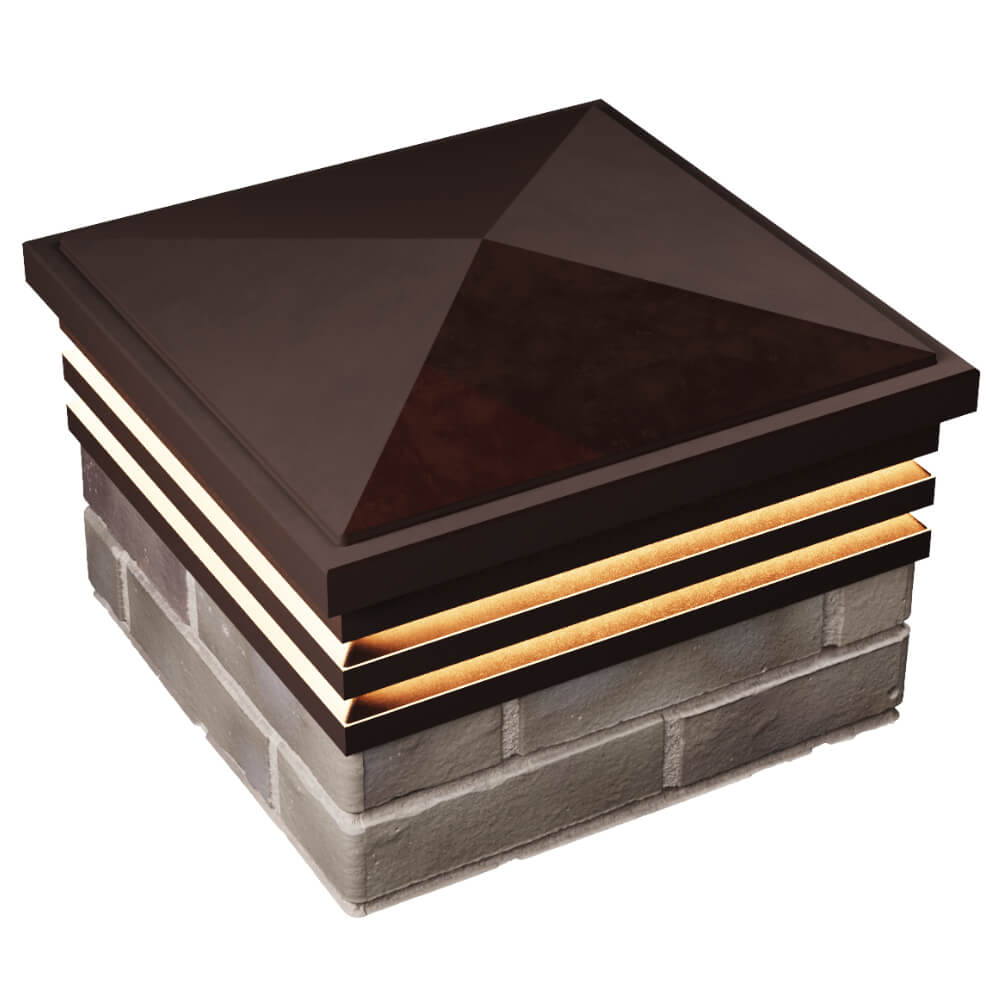 Колпак Zking Бона ХайТек Коричневый на столб 1.5х1.5 кирпича (385х385мм) с подсветкой в Реутове фото