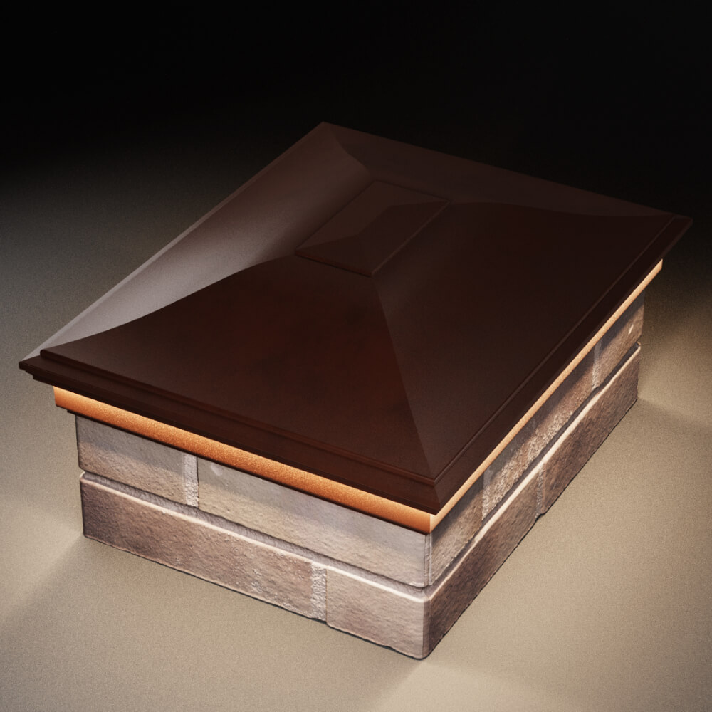 Колпак Zking Монблан Коричневый на столб 2х1.5 кирпича (515х385мм) c подсветкой в Реутове фото