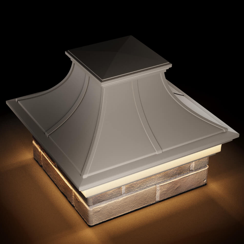 Колпак Zking Монблан Премиум Бежевый на столб 1.5х1.5 кирпича (385х385мм) с подсветкой в Реутове фото