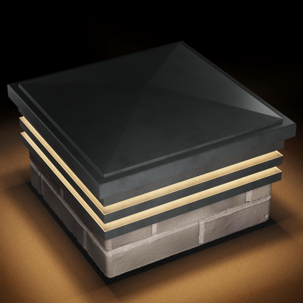 Колпак Zking Бона ХайТек Серый на столб 1.5х1.5 кирпича (385х385мм) с подсветкой в Реутове фото