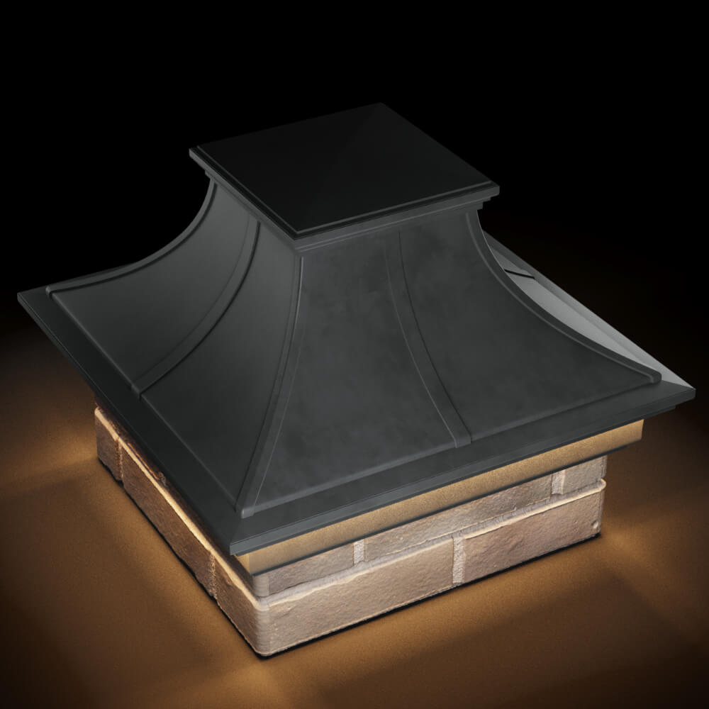 Колпак Zking Монблан Премиум Серый на столб 1.5х1.5 кирпича (385х385мм) с подсветкой в Реутове фото