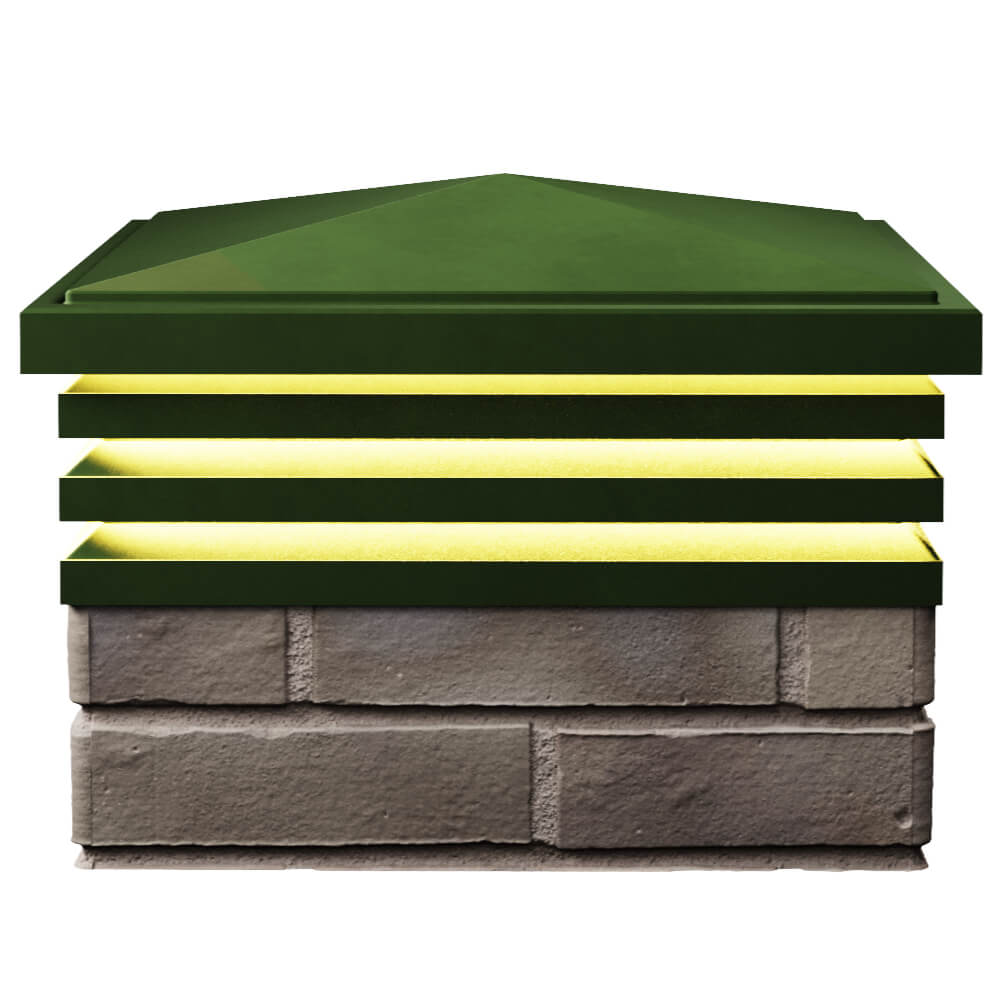 Колпак Zking Бона ХайТек Зеленый на столб 1.5х1.5 кирпича (385х385мм) с подсветкой в Реутове фото