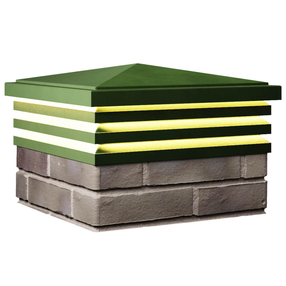 Колпак Zking Бона ХайТек Зеленый на столб 1.5х1.5 кирпича (385х385мм) с подсветкой в Реутове фото