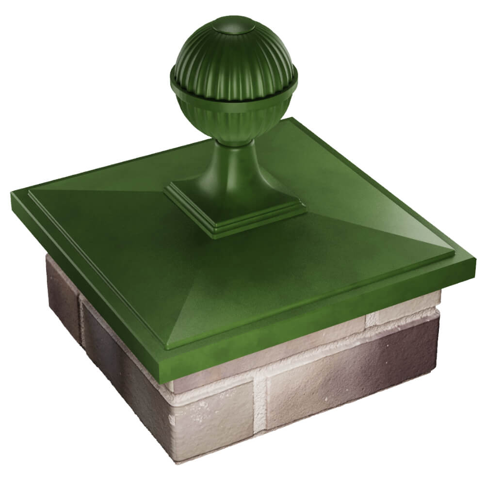 Колпак Zking БонаМоно Зеленый с шаром на столб 1.5х1.5 кирпича (385х385, 400х400мм) в сборе в Реутове фото