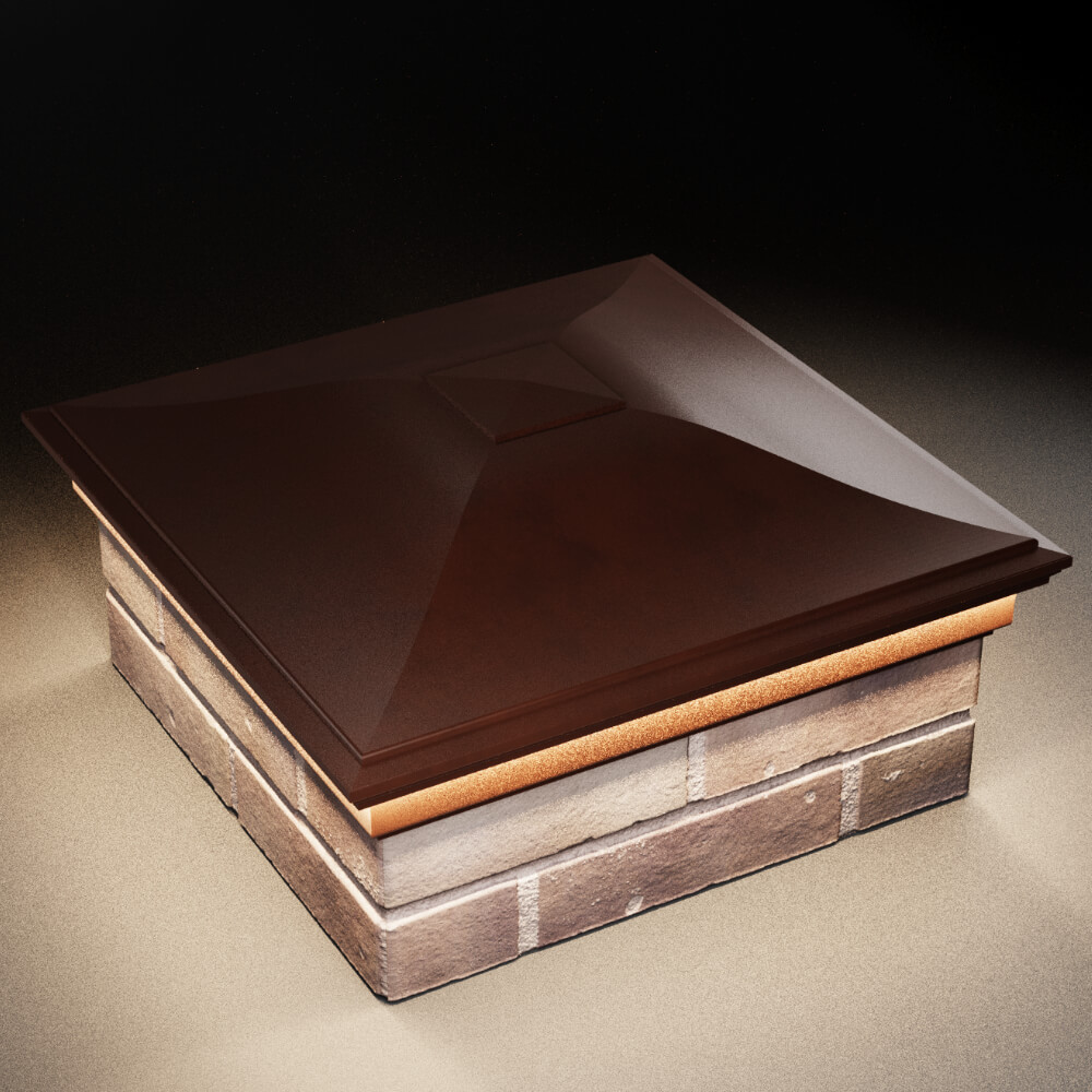 Колпак Zking Монблан Коричневый на столб 2х2 кирпича (515х515мм) c подсветкой в Реутове фото