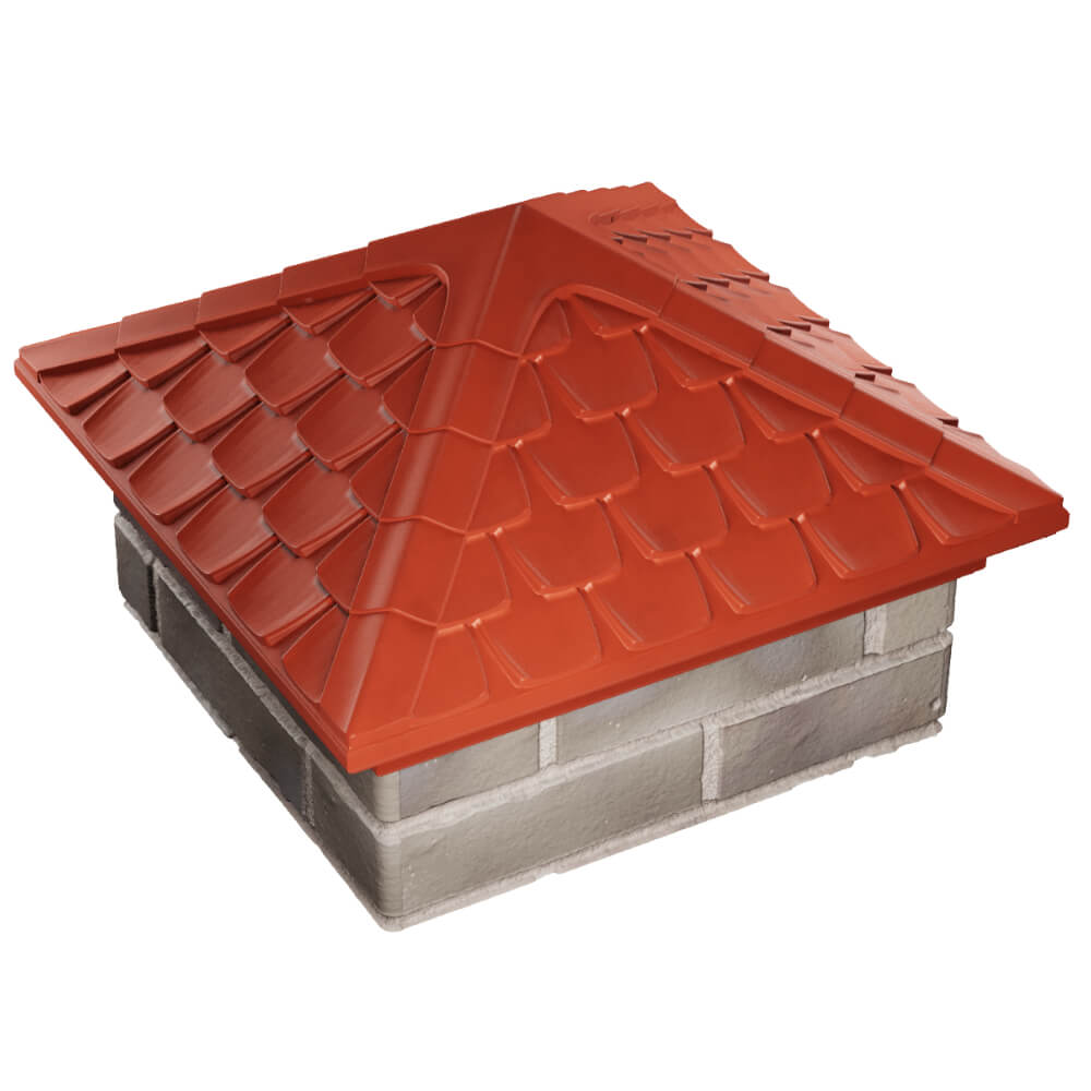 Колпак Zking Эльбрус Красный на столб 1.5х1.5 кирпича (385х385мм) в Реутове фото