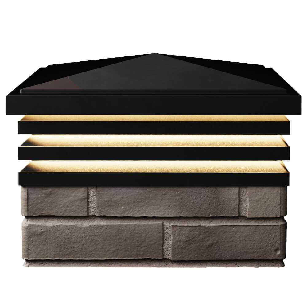 Колпак Zking Бона ХайТек Черный на столб 1.5х1.5 кирпича (385х385мм) с подсветкой в Реутове фото