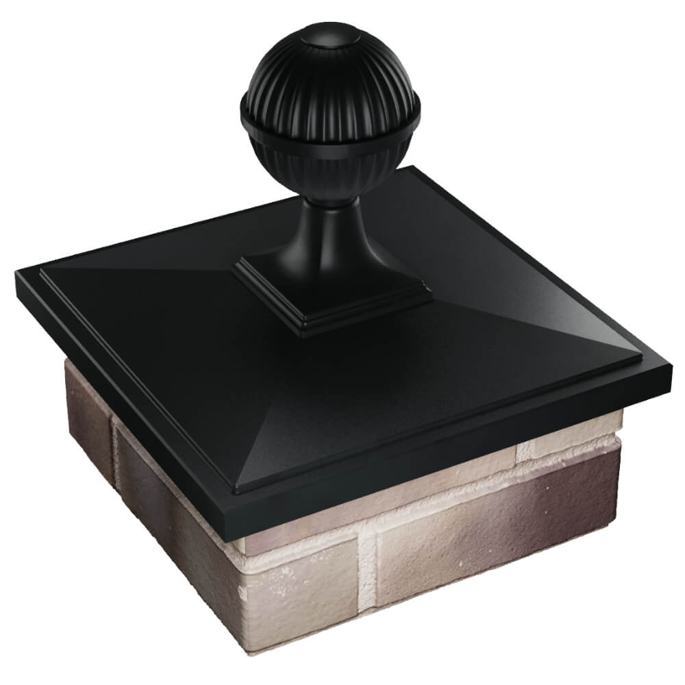 Колпак Zking БонаМоно Черный с шаром на столб 1.5х1.5 кирпича (385х385, 400х400мм) в сборе в Реутове фото