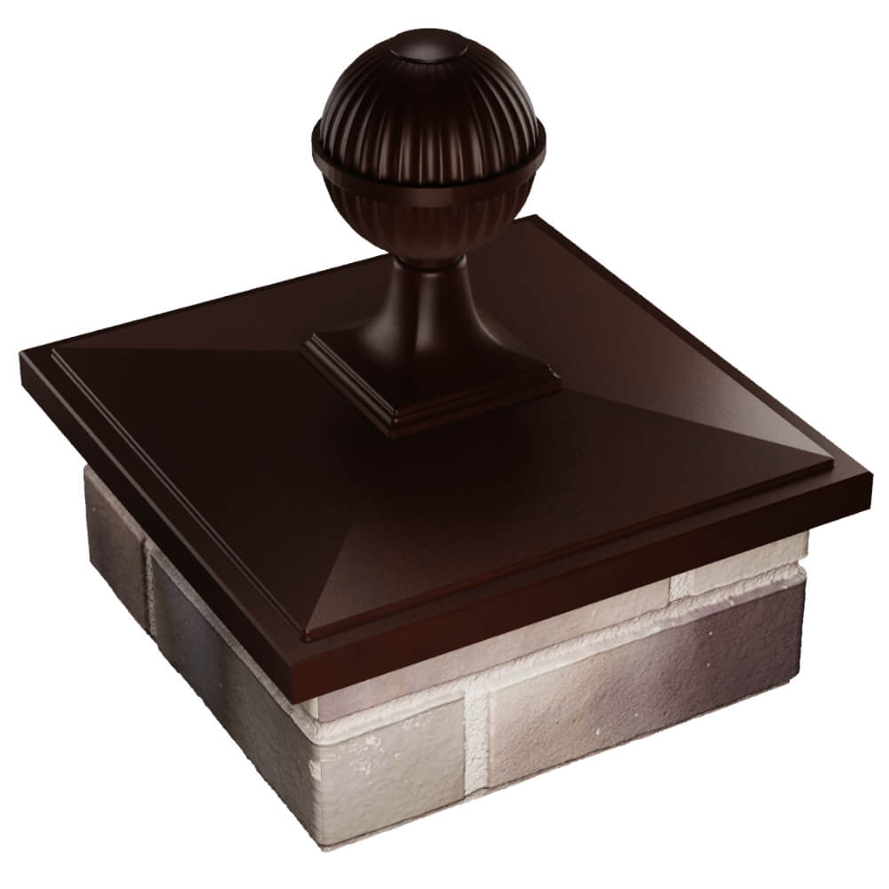 Колпак Zking БонаМоно Коричневый с шаром на столб 1.5х1.5 кирпича (385х385, 400х400мм) в сборе в Реутове фото