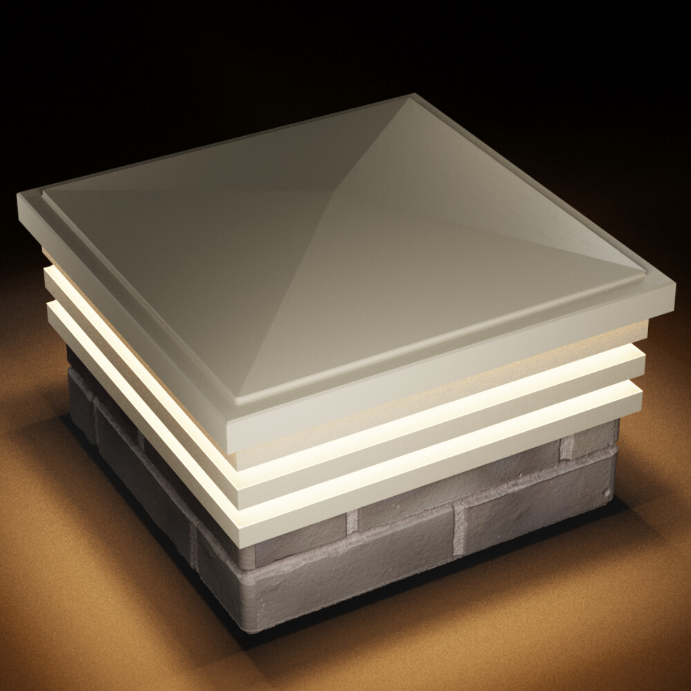 Колпак Zking Бона ХайТек Бежевый на столб 1.5х1.5 кирпича (385х385мм) с подсветкой в Реутове фото