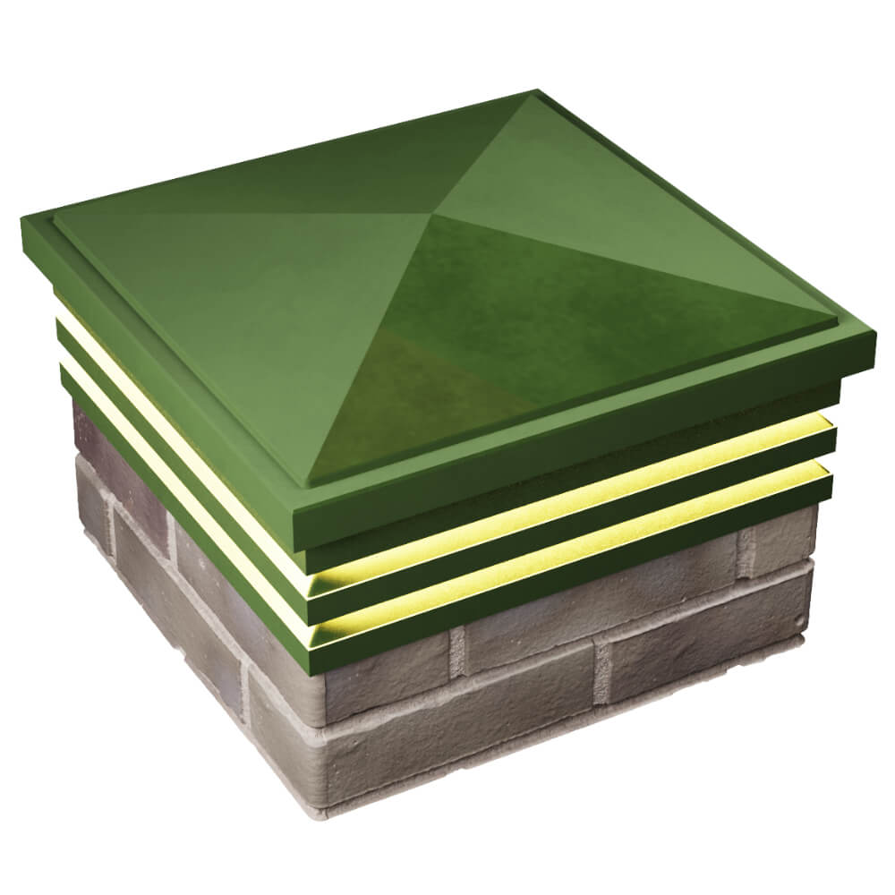 Колпак Zking Бона ХайТек Зеленый на столб 1.5х1.5 кирпича (385х385мм) с подсветкой в Реутове фото