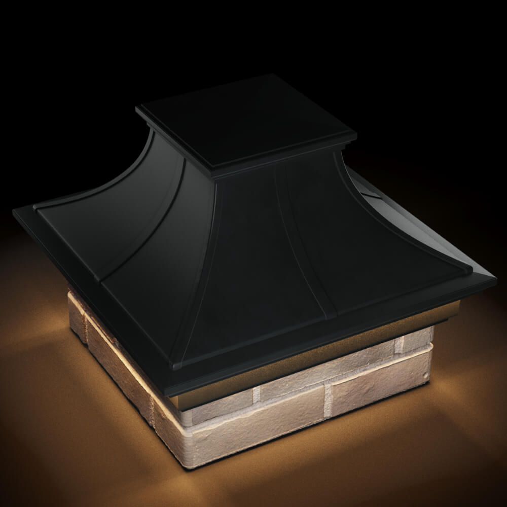 Колпак Zking Монблан Премиум Черный на столб 1.5х1.5 кирпича (385х385мм) с подсветкой в Реутове фото