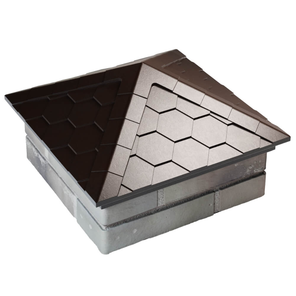 Колпак Zking Эверест Коричневый на столб 1.5х1.5 кирпича (390х390мм) в Реутове фото