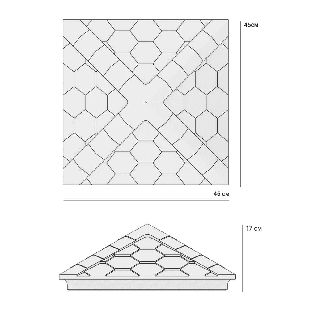 Колпак Zking Эверест Серый на столб 1.5х1.5 кирпича (390х390мм) в Реутове фото