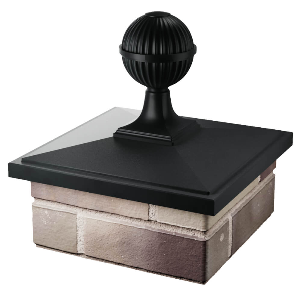 Колпак Zking БонаМоно Черный с шаром на столб 1.5х1.5 кирпича (385х385, 400х400мм) в сборе в Реутове фото