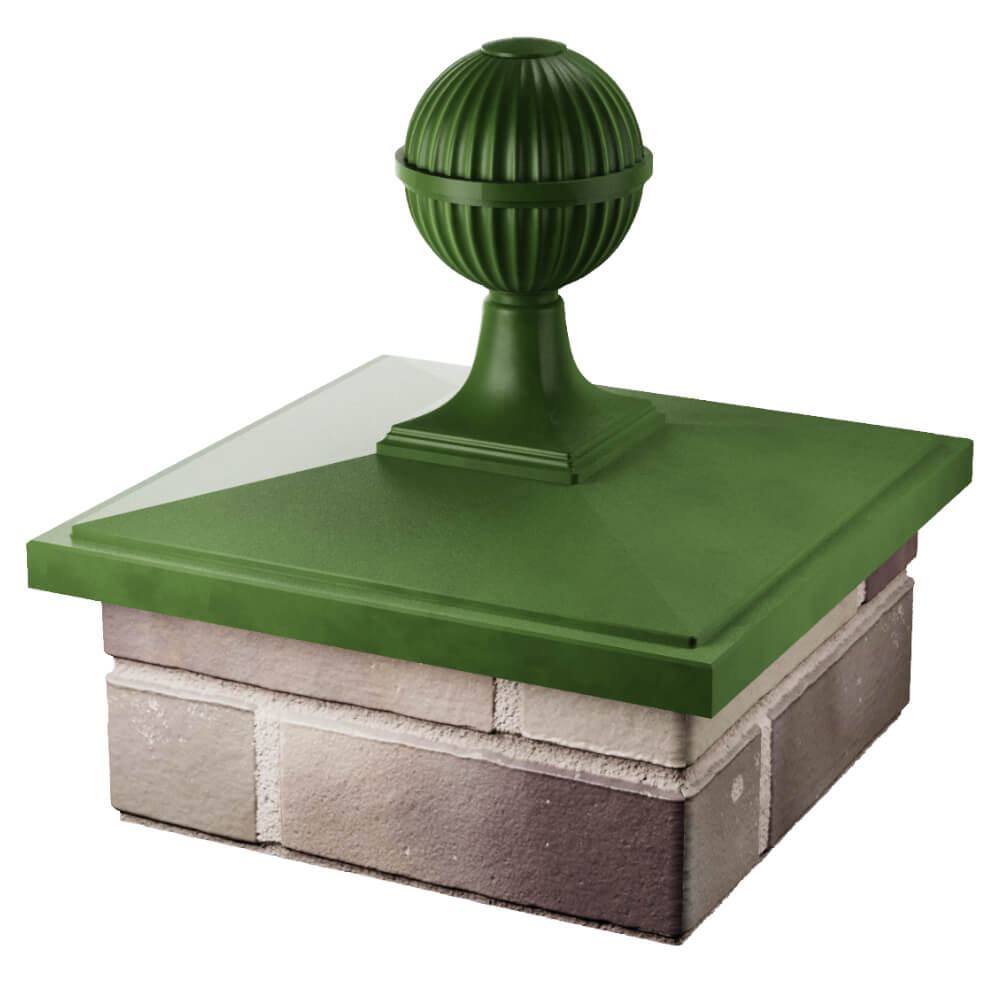 Колпак Zking БонаМоно Зеленый с шаром на столб 1.5х1.5 кирпича (385х385, 400х400мм) в сборе в Реутове фото