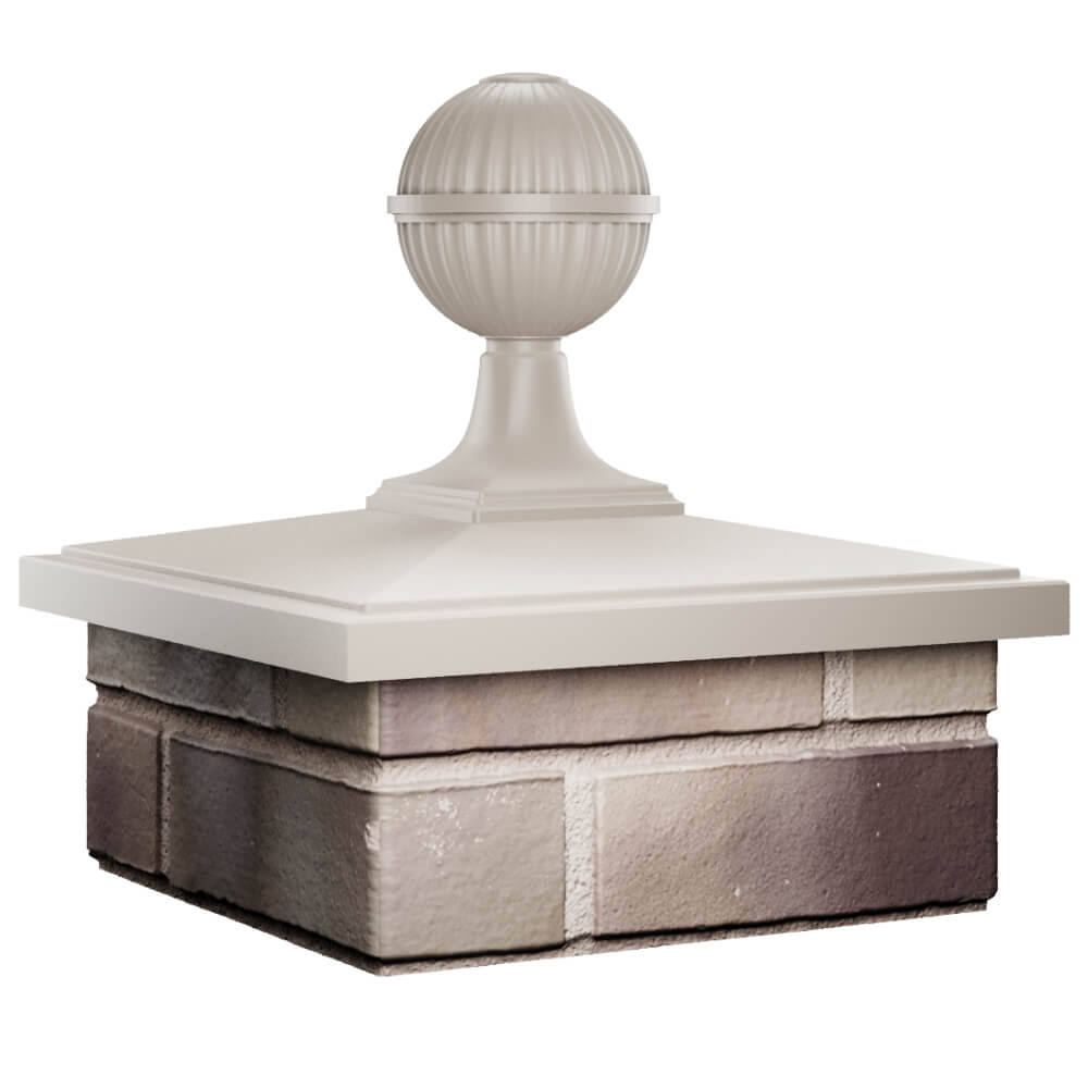 Колпак Zking БонаМоно Бежевый с шаром на столб 1.5х1.5 кирпича (385х385, 400х400мм) в сборе в Реутове фото
