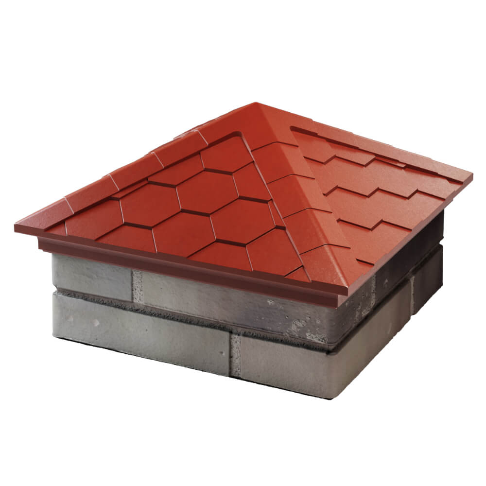 Колпак Zking Эверест Красный на столб 1.5х1.5 кирпича (390х390мм) в Реутове фото