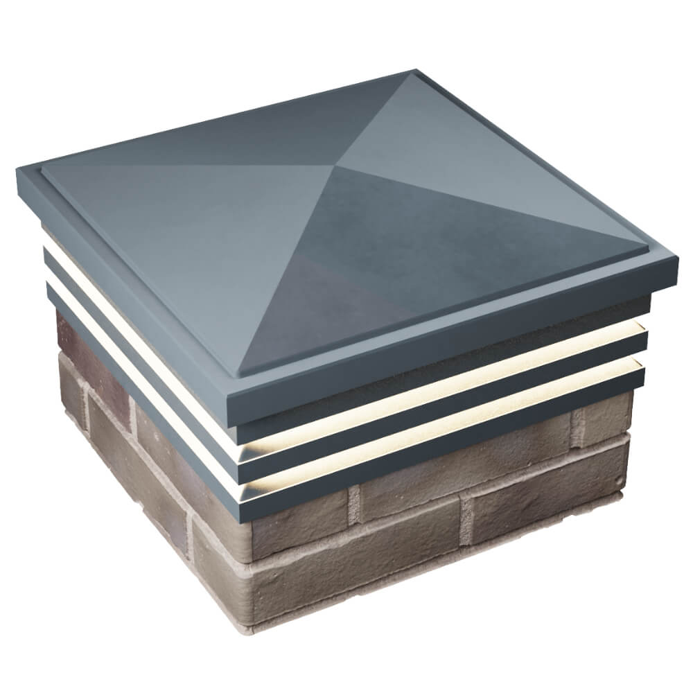 Колпак Zking Бона ХайТек Серый на столб 1.5х1.5 кирпича (385х385мм) с подсветкой в Реутове фото