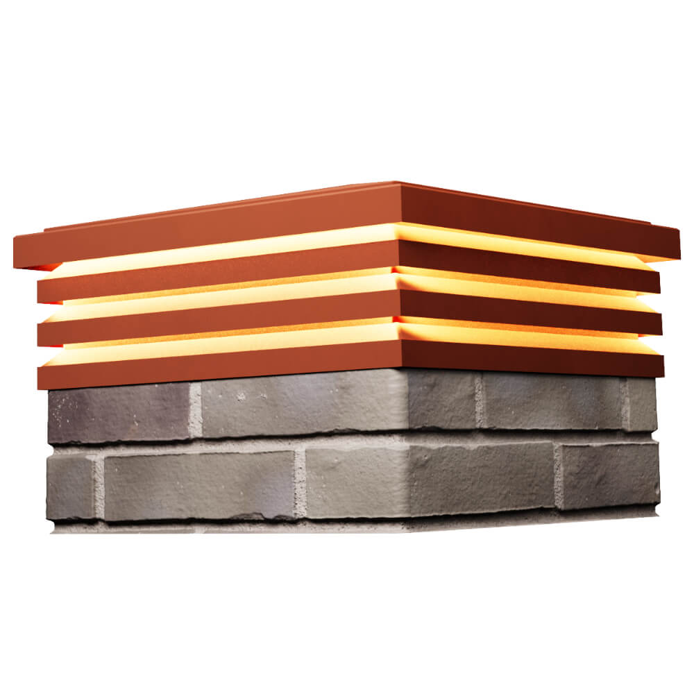 Колпак Zking Бона ХайТек Красный на столб 1.5х1.5 кирпича (385х385мм) с подсветкой в Реутове фото