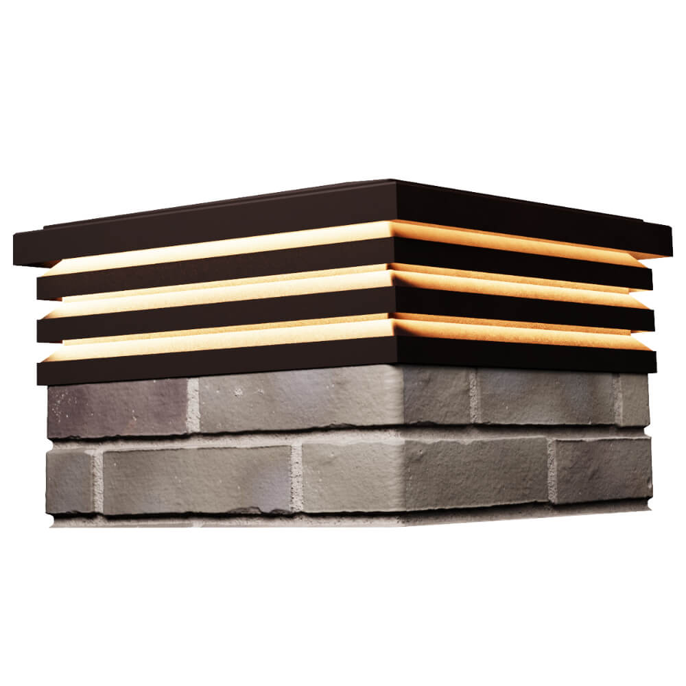 Колпак Zking Бона ХайТек Коричневый на столб 1.5х1.5 кирпича (385х385мм) с подсветкой в Реутове фото