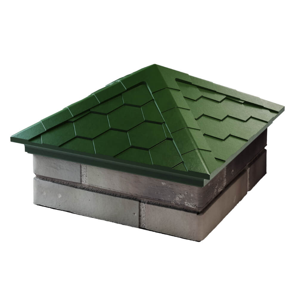 Колпак Zking Эверест Зеленый на столб 1.5х1.5 кирпича (390х390мм) в Реутове фото