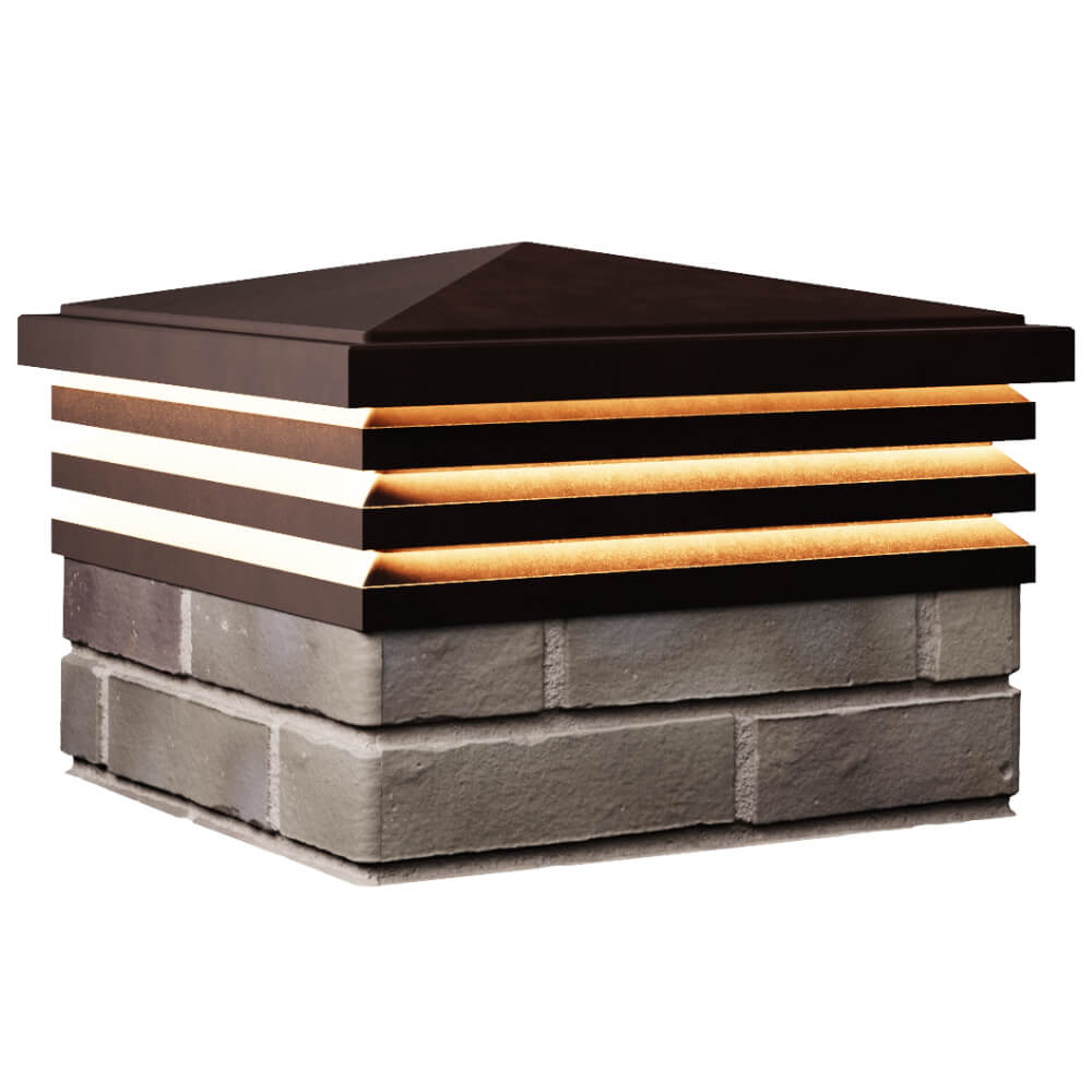 Колпак Zking Бона ХайТек Коричневый на столб 1.5х1.5 кирпича (385х385мм) с подсветкой в Реутове фото