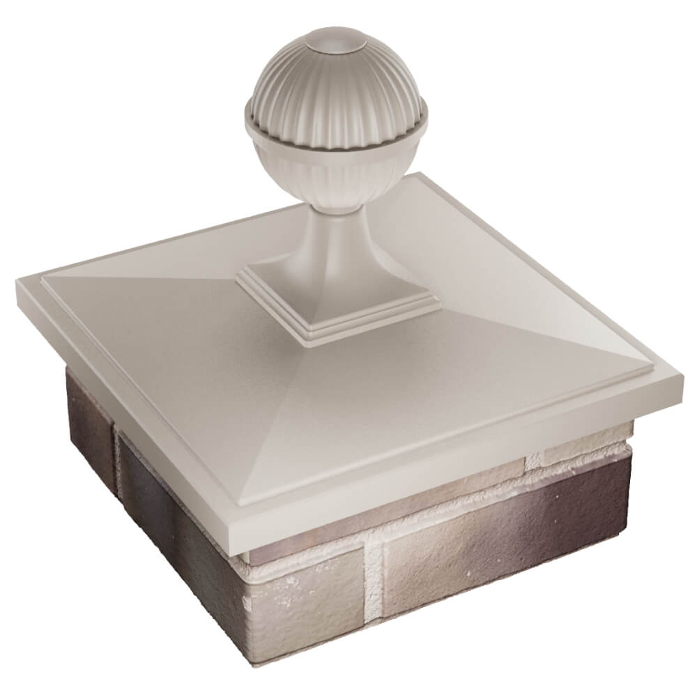 Колпак Zking БонаМоно Бежевый с шаром на столб 1.5х1.5 кирпича (385х385, 400х400мм) в сборе в Реутове фото