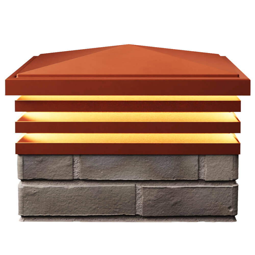 Колпак Zking Бона ХайТек Красный на столб 1.5х1.5 кирпича (385х385мм) с подсветкой в Реутове фото