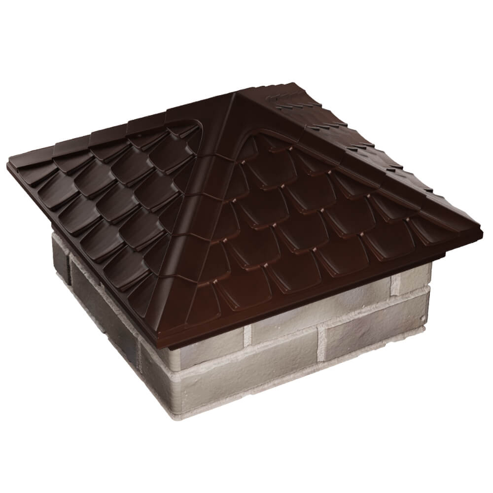 Колпак Zking Эльбрус Коричневый на столб 1.5х1.5 кирпича (385х385мм) в Реутове фото