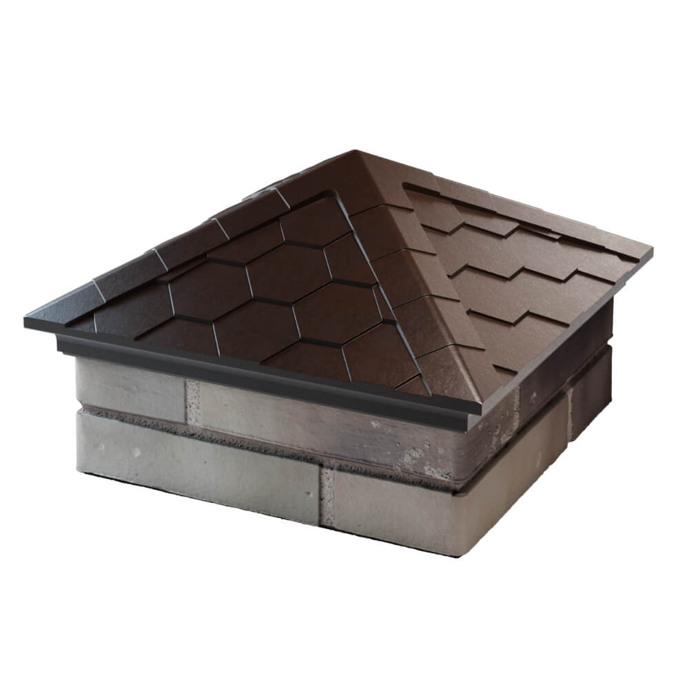 Колпак Zking Эверест Коричневый на столб 1.5х1.5 кирпича (390х390мм) в Реутове фото