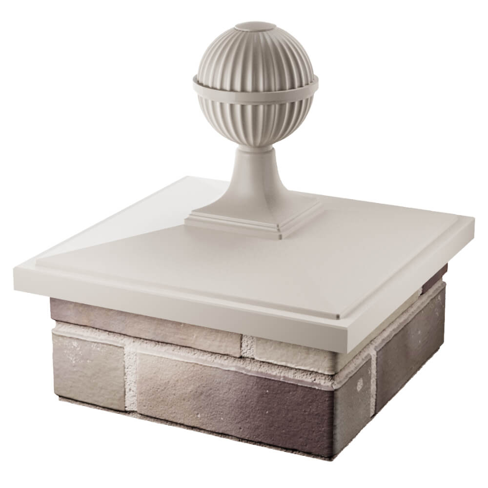 Колпак Zking БонаМоно Бежевый с шаром на столб 1.5х1.5 кирпича (385х385, 400х400мм) в сборе в Реутове фото